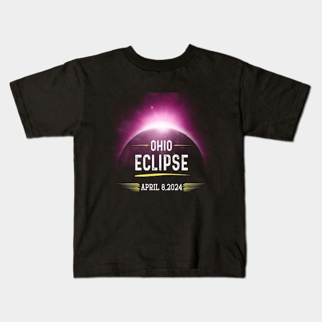 2024 Solar Eclipse OHIO USA Totality Kids T-Shirt by Peter smith